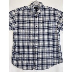 Grizzly Mountain Shirt Mens 2XL Short Sleeve Button Down Cotton Blue Plaid xxl